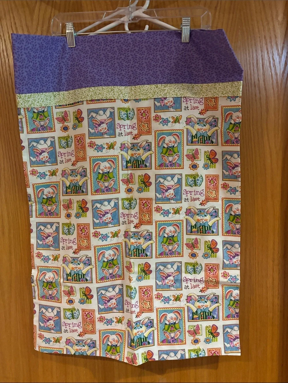 Spring Time/Easter Bunny Duvet Cover Purple/green 20 1/4” wide X 29 1/4” long